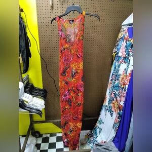 Vibrant Floral Mesh Maxi Dress